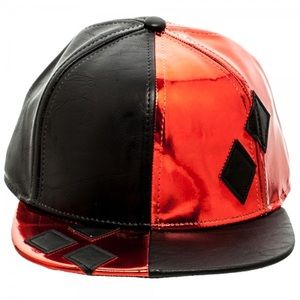 Batman Harley Quinn PU Suit Up Snapback with Applique Diamonds cap.
